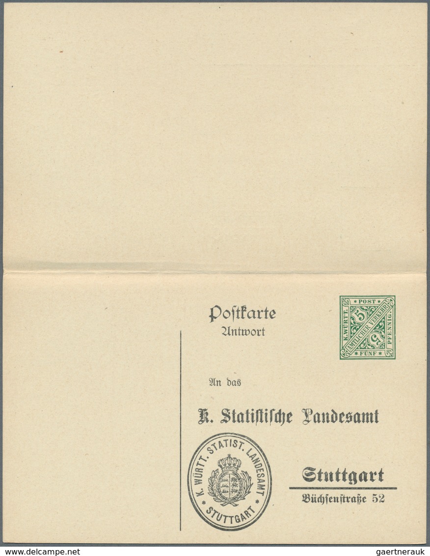 17684 Württemberg - Ganzsachen: 1912. Dienst-Doppelkarte 5+5 Pf Grün "Statistisches Landesamt", Ungebrauch - Other & Unclassified