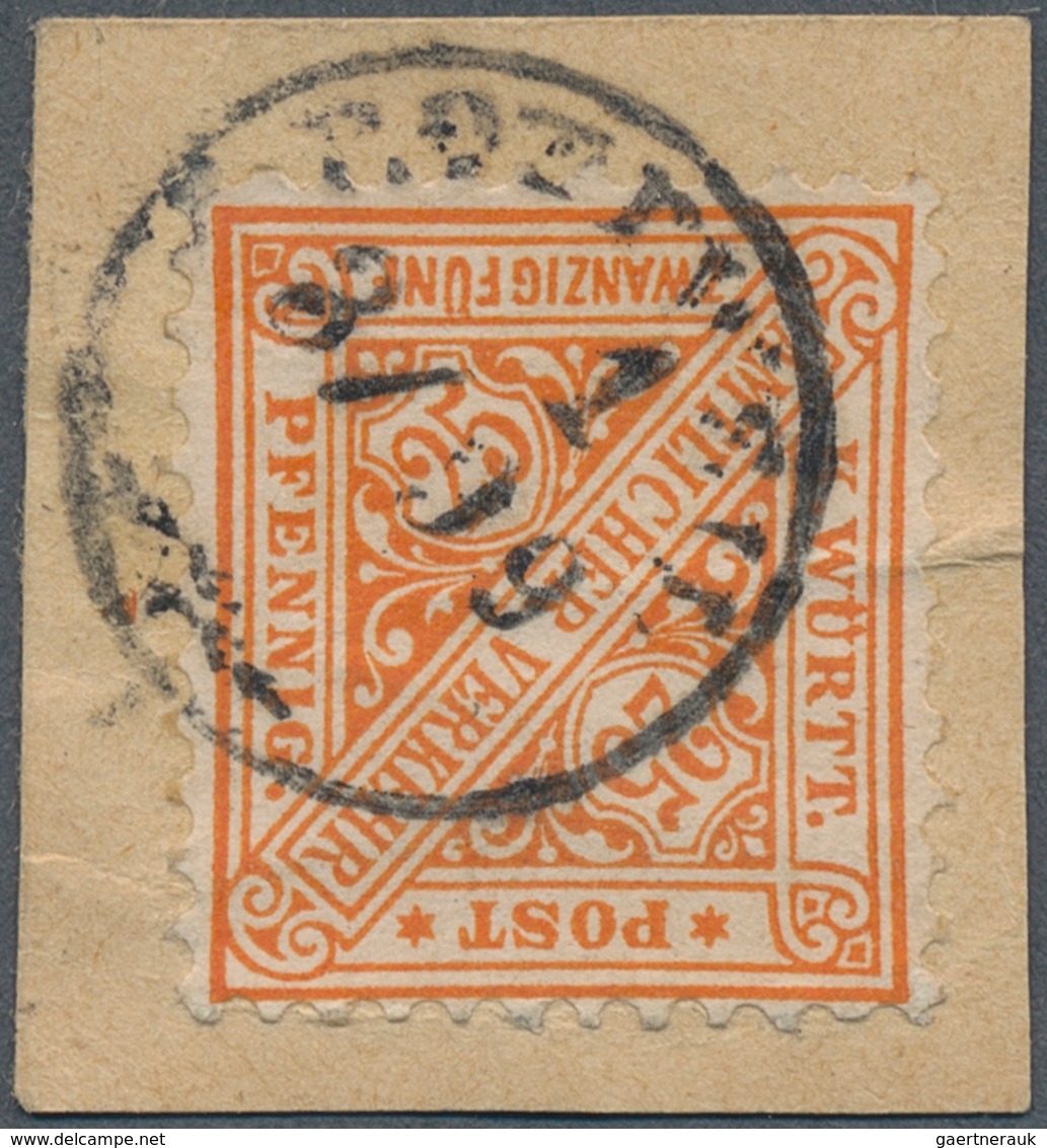 17697 Württemberg - Einkreisstempel: ROTTWEIL Sehr Seltener Distributions-K1 Je Auf Briefstück 25 Pf. Oran - Other & Unclassified