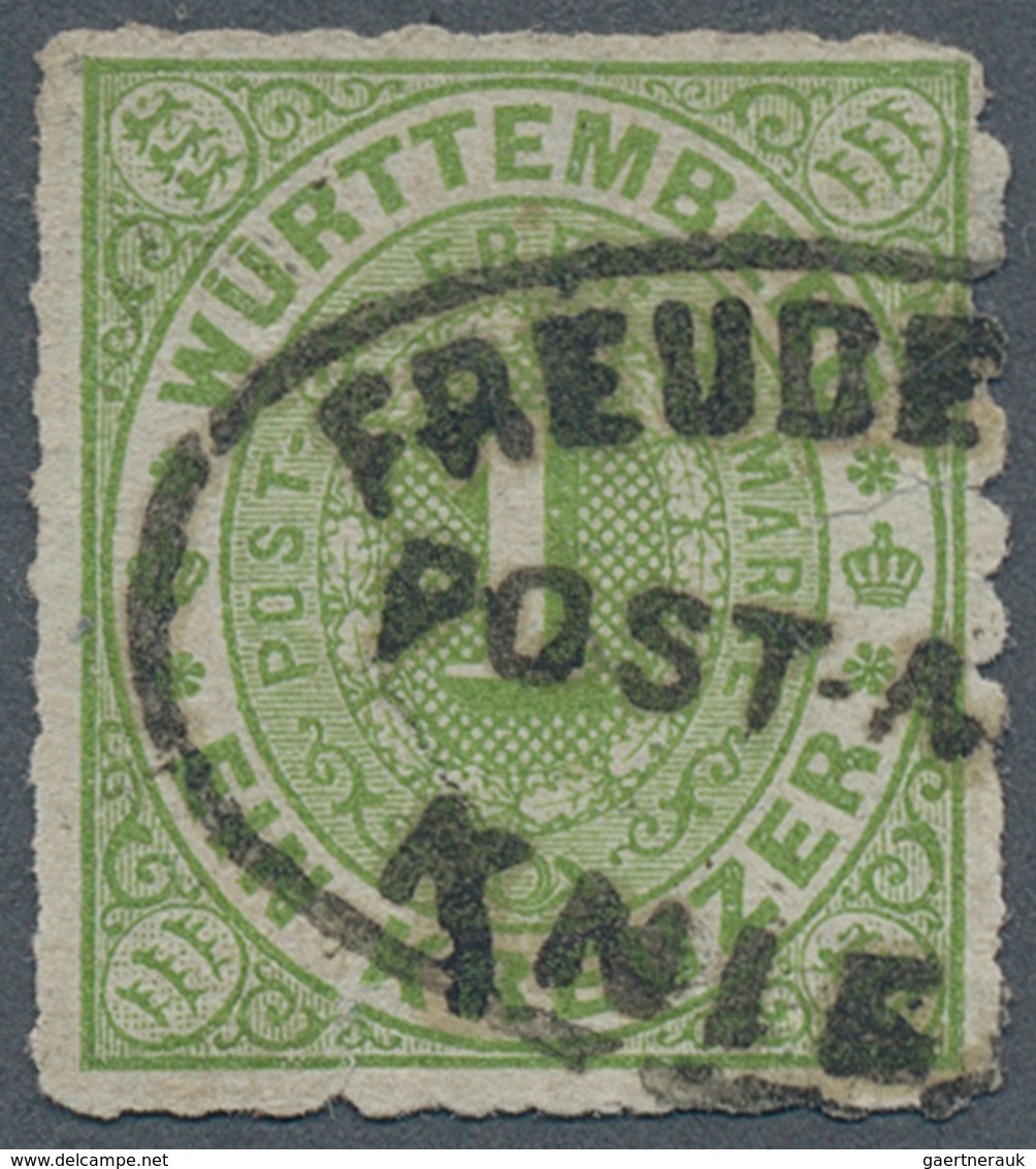 17702 Württemberg - Postablagen: KNIEBIS-FREUDENSTADT Seltener Postablage Teil-Stempel Auf 1 Kr. Grün (unt - Other & Unclassified