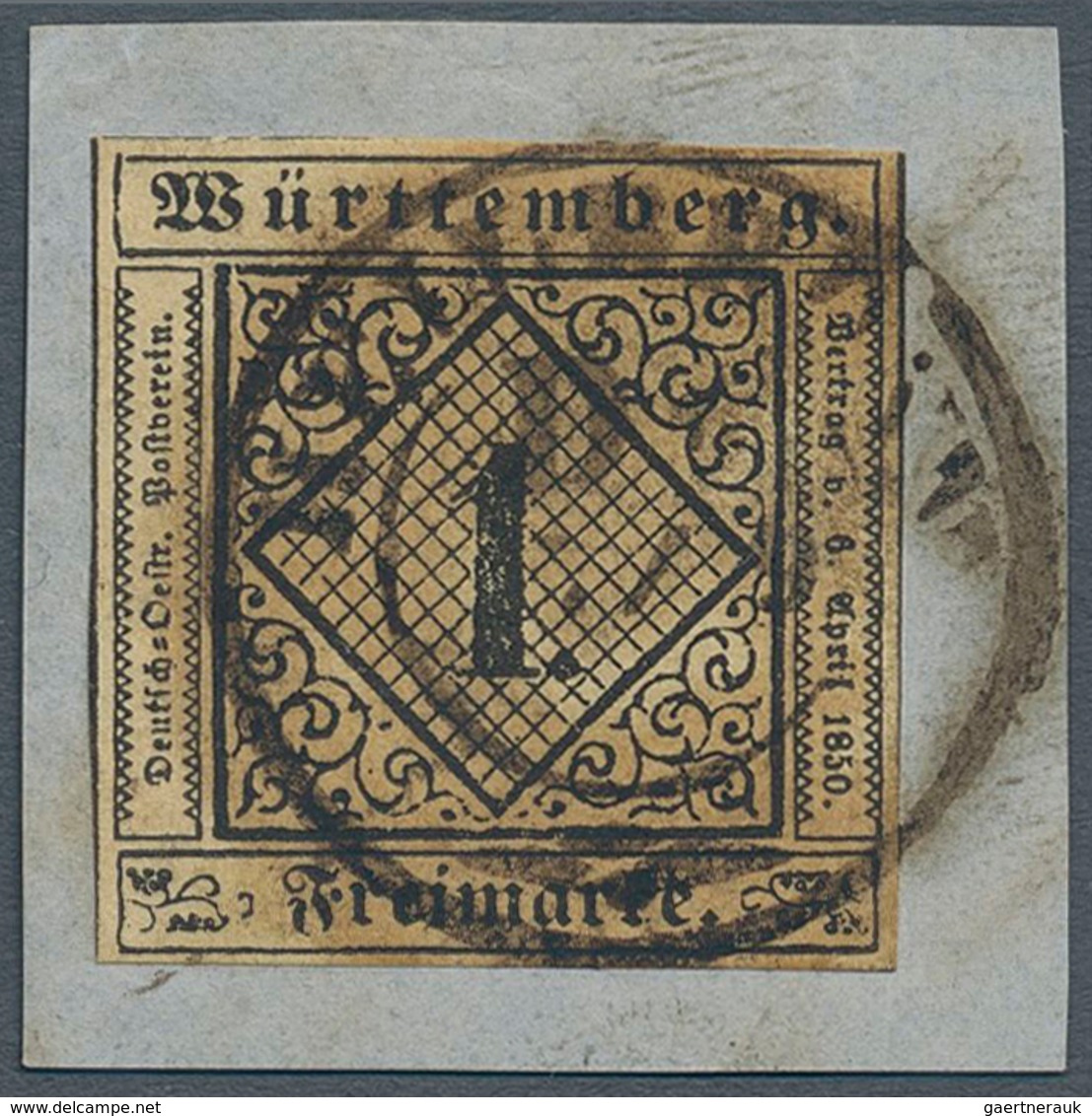 17711 Württemberg - Zweikreisstempel: DISTRIBUTIONS-ZWEIKREISSTEMPEL "HEILBRONN D1 7/9" Auf Briefstück 1 K - Autres & Non Classés