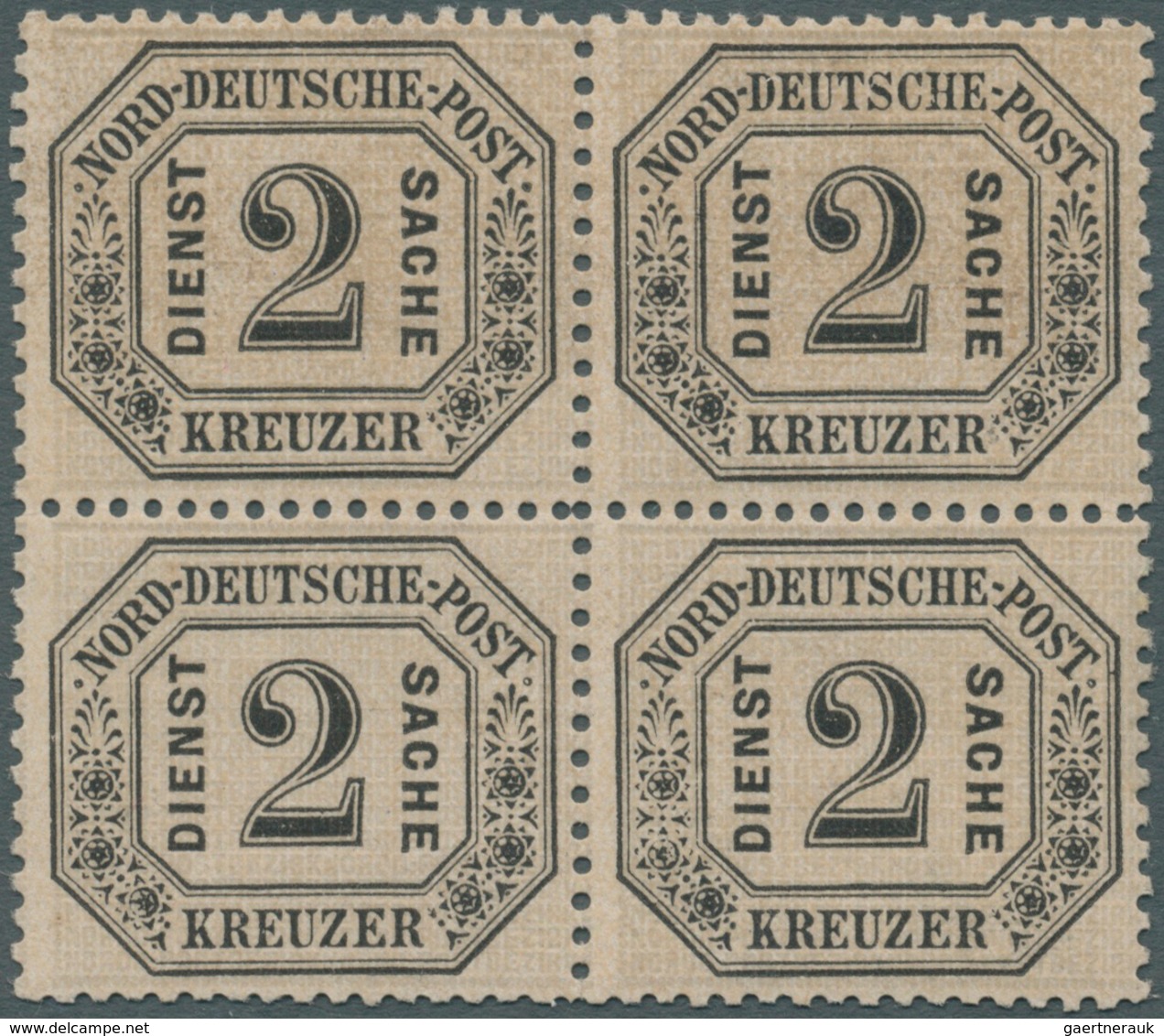 17726 Norddeutscher Bund - Dienstmarken: 1870, Dienst 2 Kr. In Postfrischer Viererblock, 2 Marken Mit Hers - Other & Unclassified