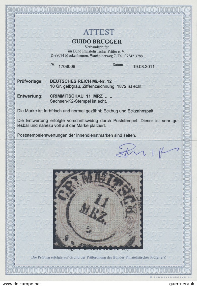 17820 Deutsches Reich - Brustschild: 1872, 10 Gr. Ziffernzeichnung Gelbgrau Mit Praktisch Vollständiger Po - Unused Stamps