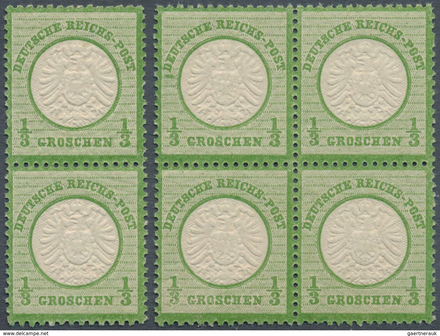 17829 Deutsches Reich - Brustschild: 1872, Großer Schild 1/3 Gr. Grün Im Viererblock Bzw. Senkr. Paar Farb - Unused Stamps