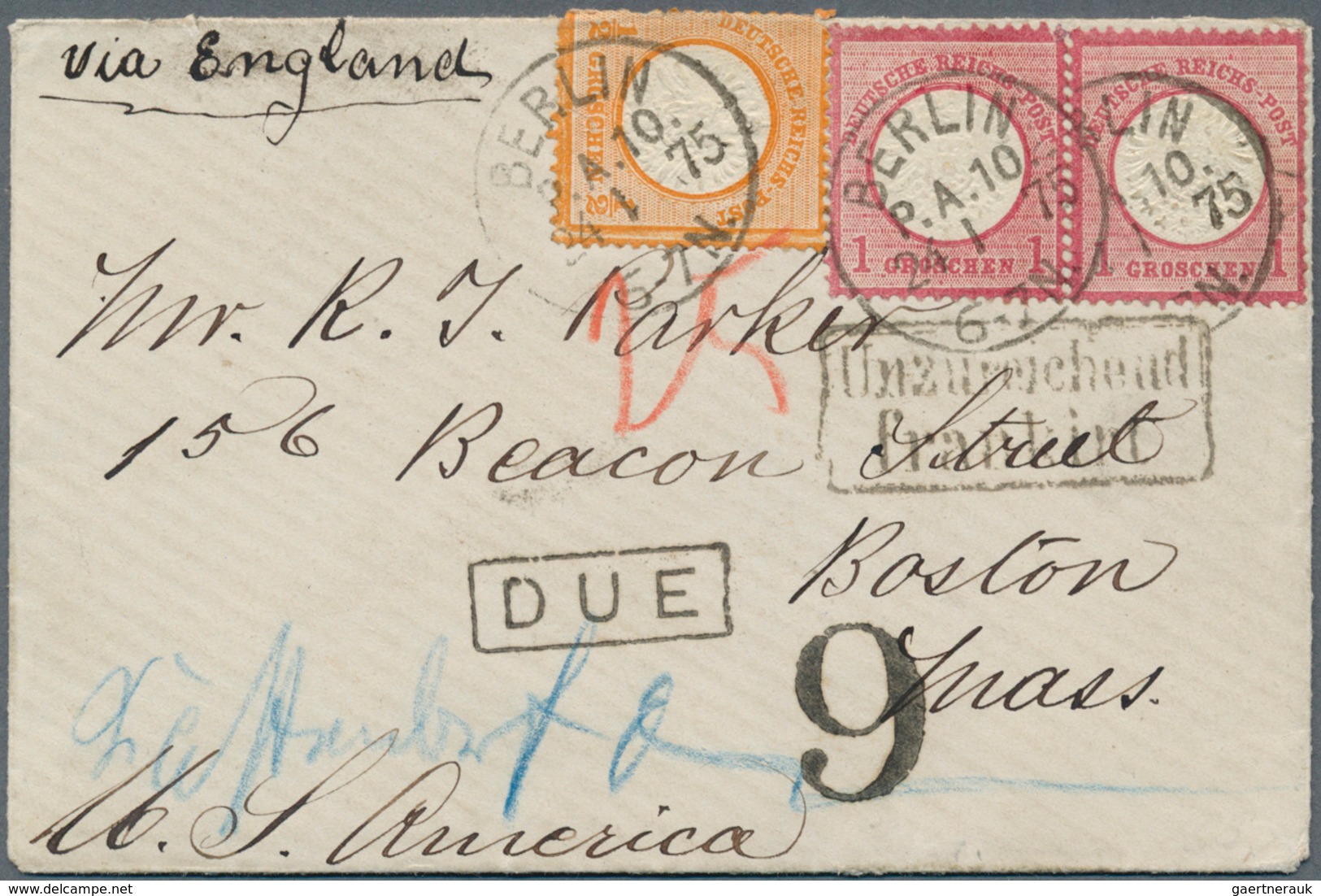 17838 Deutsches Reich - Brustschild: 1872, 1/2 Gr Orange (kl. Mgl.) Und 2 X 1 Gr Karmin, MiF Auf Brief Von - Unused Stamps