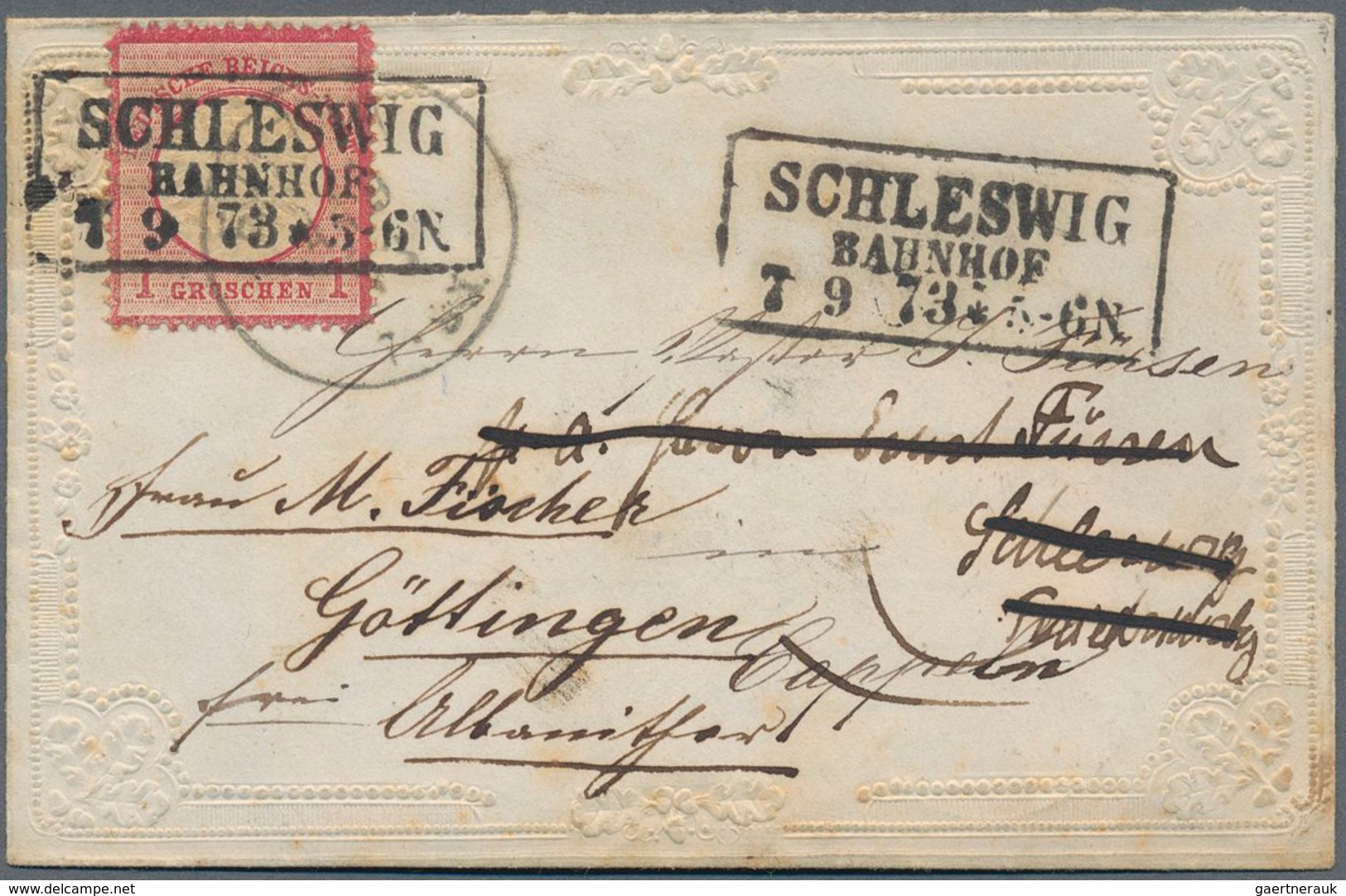 17841 Deutsches Reich - Brustschild: 1872 Grosser Schild 1 Gr. Karmin Auf Kleinem PRÄGEDRUCK-ZIERBRIEF Von - Unused Stamps