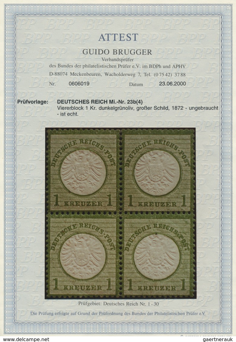 17852 Deutsches Reich - Brustschild: 1872, Großer Schild 1 Kr. In Seltener B-Farbe Dunkelgrünoliv Im Ungeb - Unused Stamps