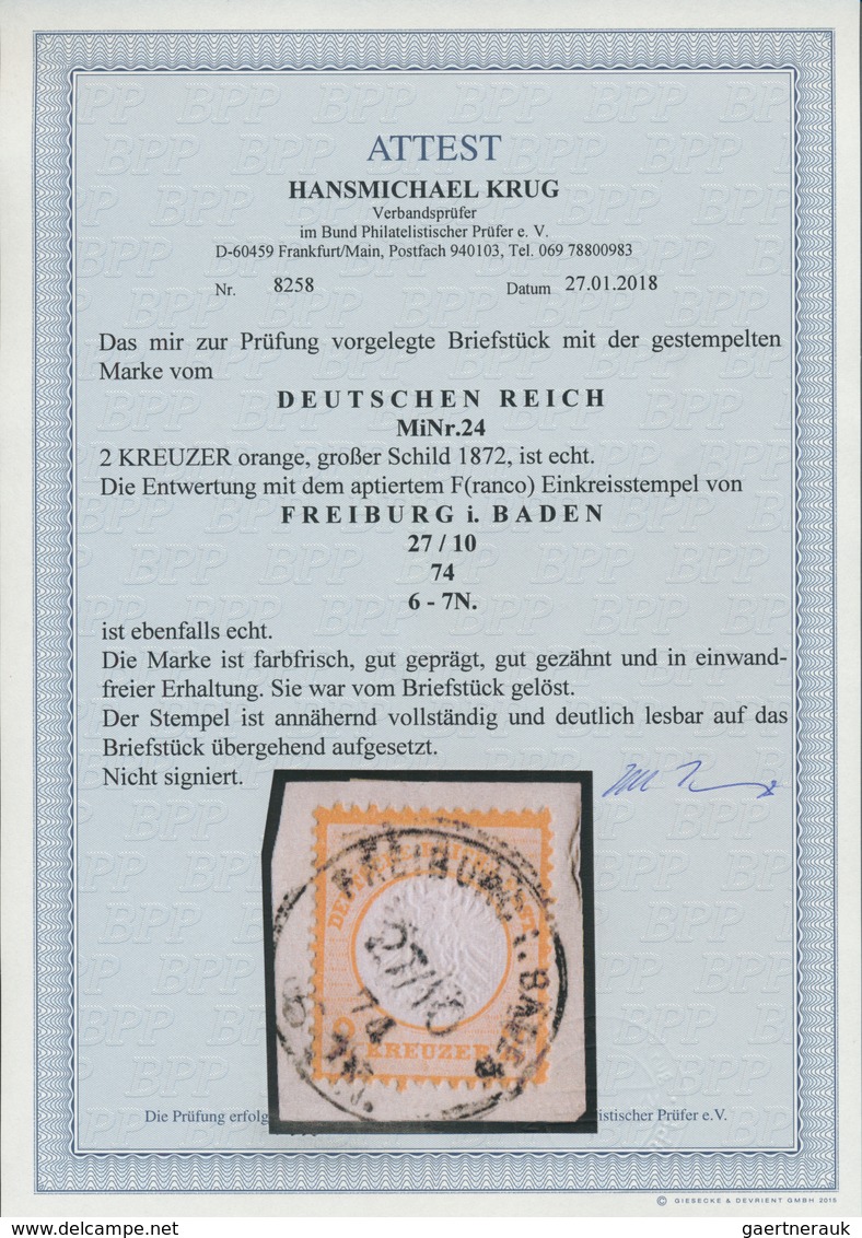 17853 Deutsches Reich - Brustschild: 1872, 2 Kr. Orange Großer Schild, Leuchtend Farbfrisches Exemplar In - Unused Stamps