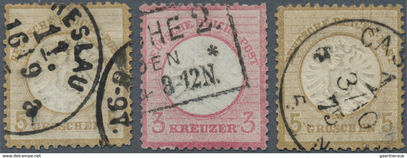 17870 Deutsches Reich - Brustschild: 1875, Drei Brustschild-Marken Und Eine GA Mit Reichspost-Normstempel- - Unused Stamps