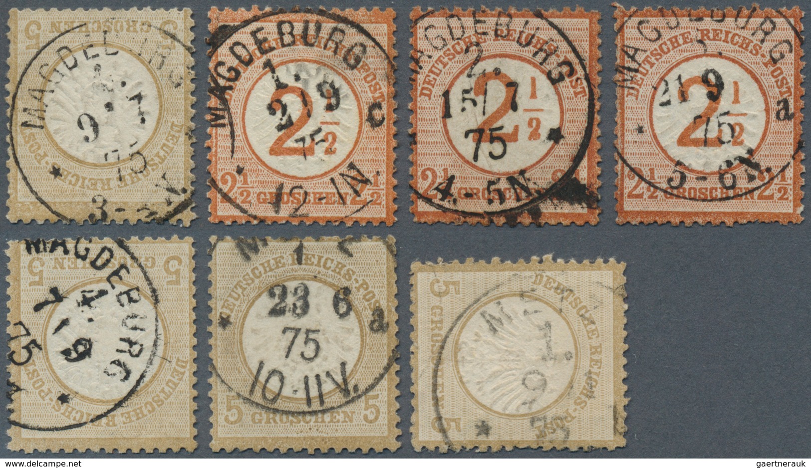 17881 Deutsches Reich - Brustschild: 1875, Sieben Brustschild-Marken Und Eine GA Mit Reichspost-Normstempe - Unused Stamps