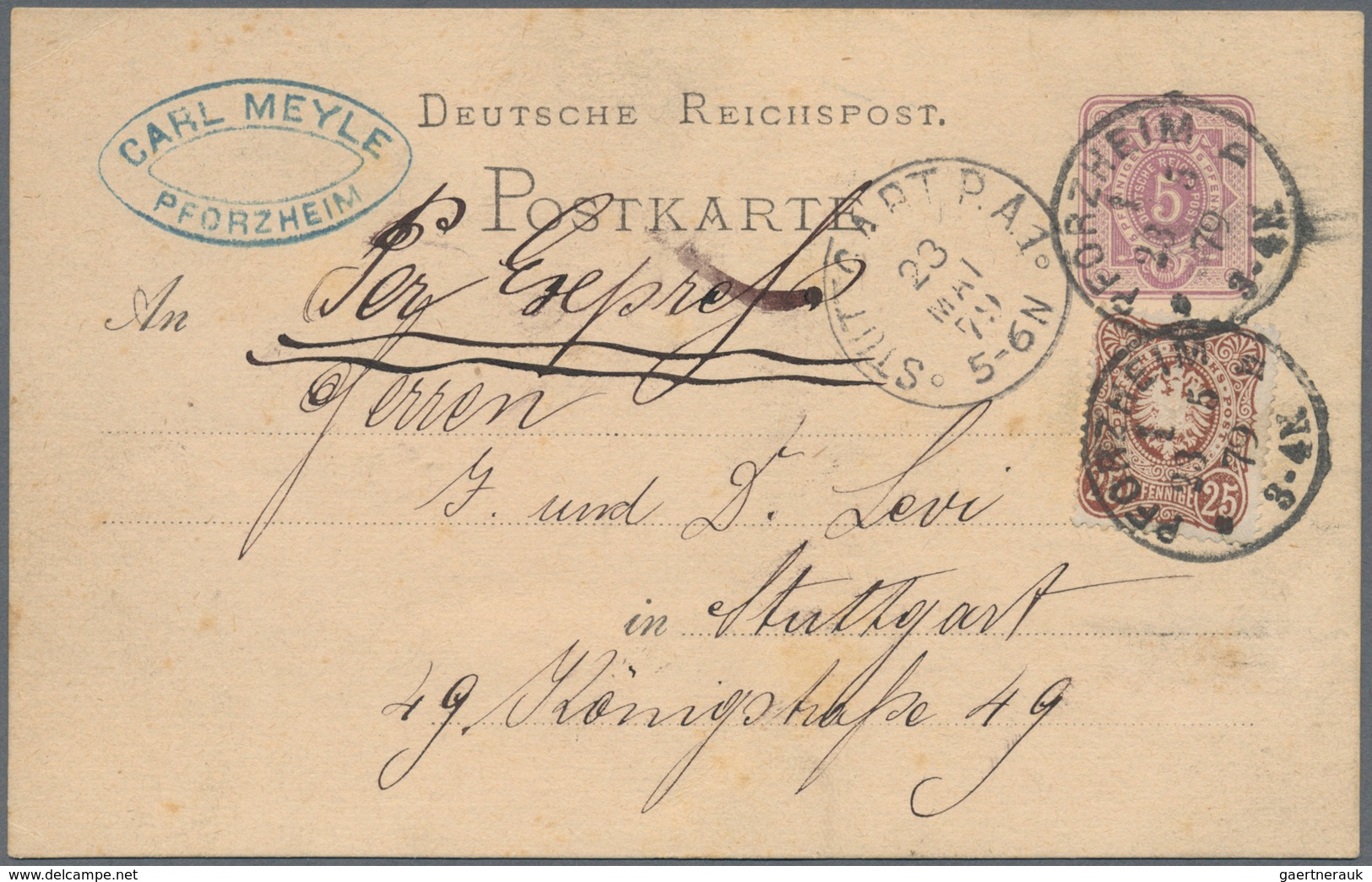 17890 Deutsches Reich - Pfennige: 1879, Luxusstück Dieser Seltenen Farbe Auf 5 Pfg. Ganzsache Mit Stempel - Covers & Documents