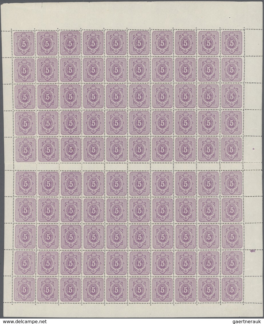 17895 Deutsches Reich - Pfennig: 1880: 5 Pfg. Frühauflage Im Postfrischen ORIGINALBOGEN Mit 10 Zwischenste - Unused Stamps