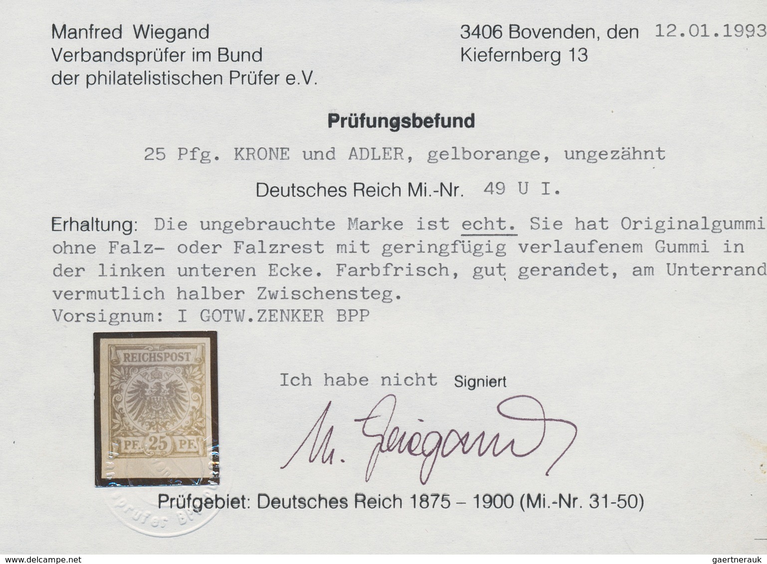 17907 Deutsches Reich - Krone / Adler: 1889, 25 Pfg. Krone/Adler, Ungezähnte Farbprobe In "gelborange", Po - Unused Stamps