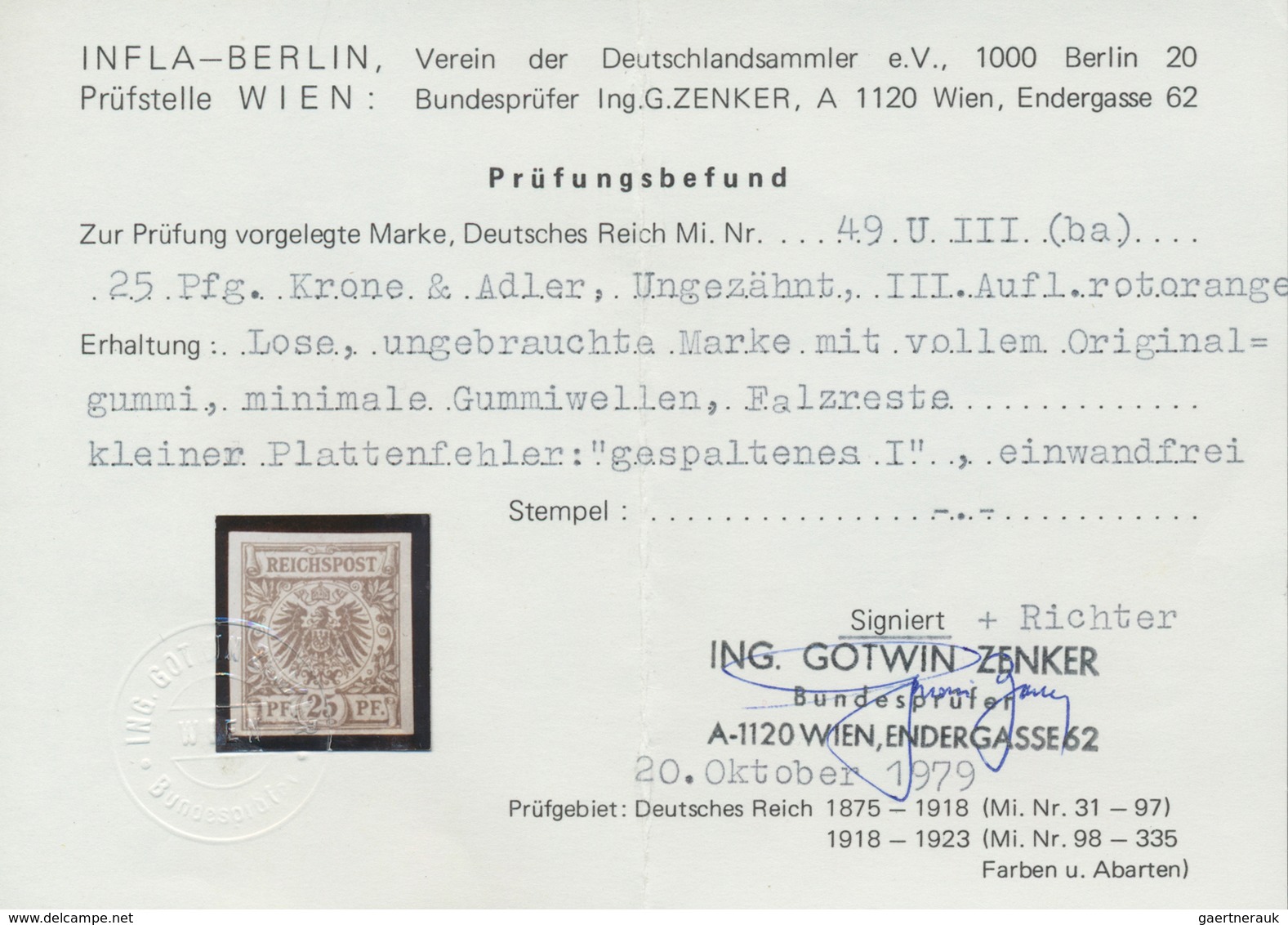 17908 Deutsches Reich - Krone / Adler: 1889, Krone/Adler 25 Pf. Rotorange UNGEZÄHNTER NACHDRUCK Mit Platte - Unused Stamps