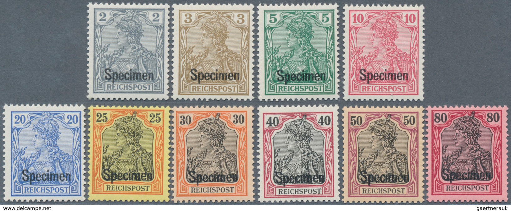 17909 Deutsches Reich - Germania: 1900, Freimarken Germania 2 Pf Bis 80 Pf, Je Mit Aufdruck Specimen, Tauf - Unused Stamps