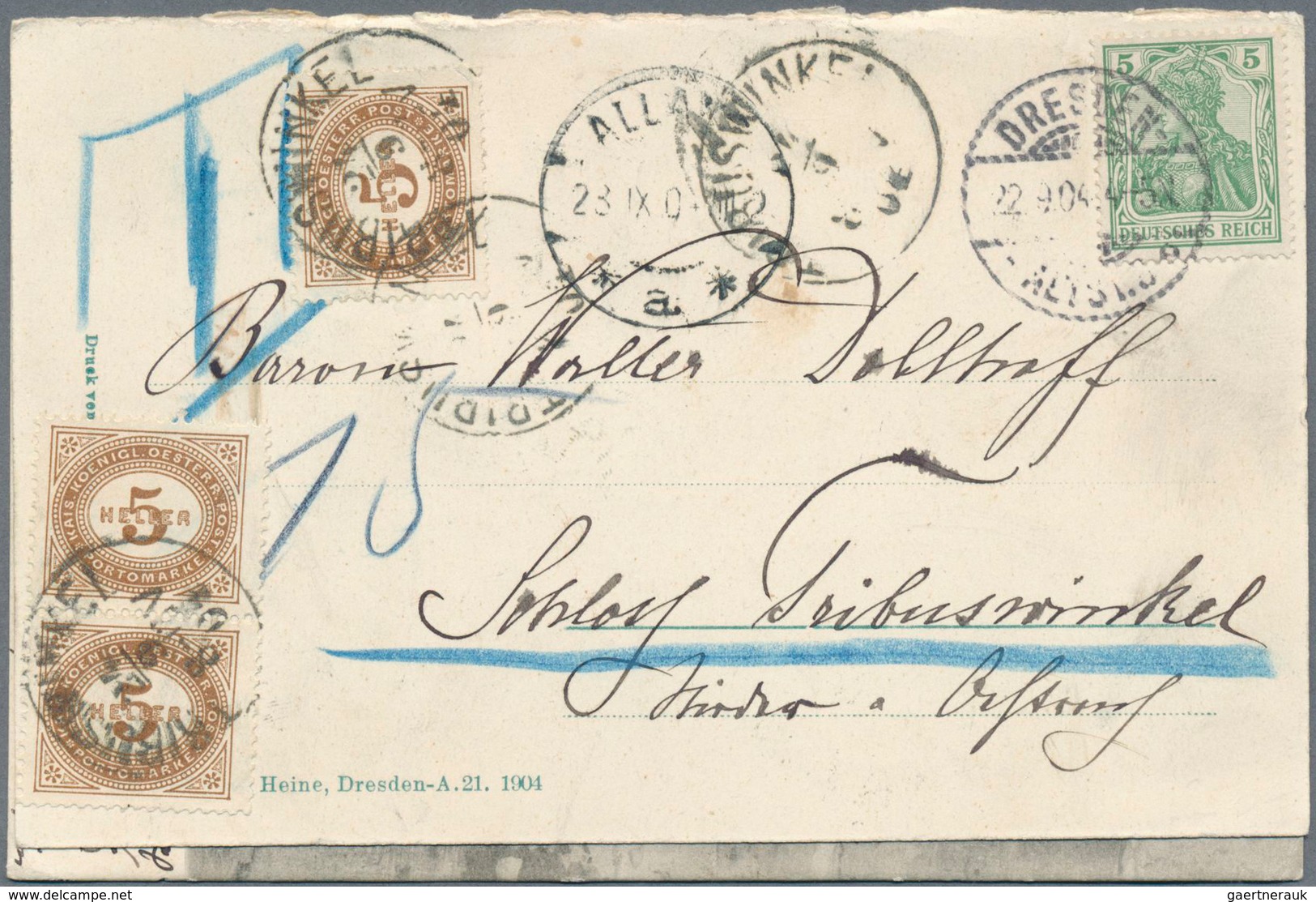 17923 Deutsches Reich - Germania: 1904/1905, Faltkarte Aus Dresden Nach Schloß Tribuswinkel Vorschriftsmäß - Unused Stamps