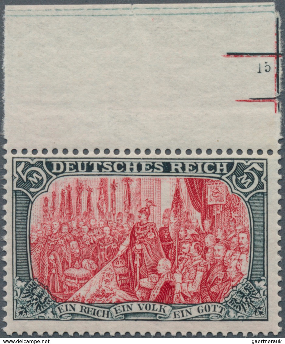 17930 Deutsches Reich - Germania: 1904, 5 M. Reichsgründungsfeier, Postfrisches Luxus-Oberrandstück Mit Se - Unused Stamps