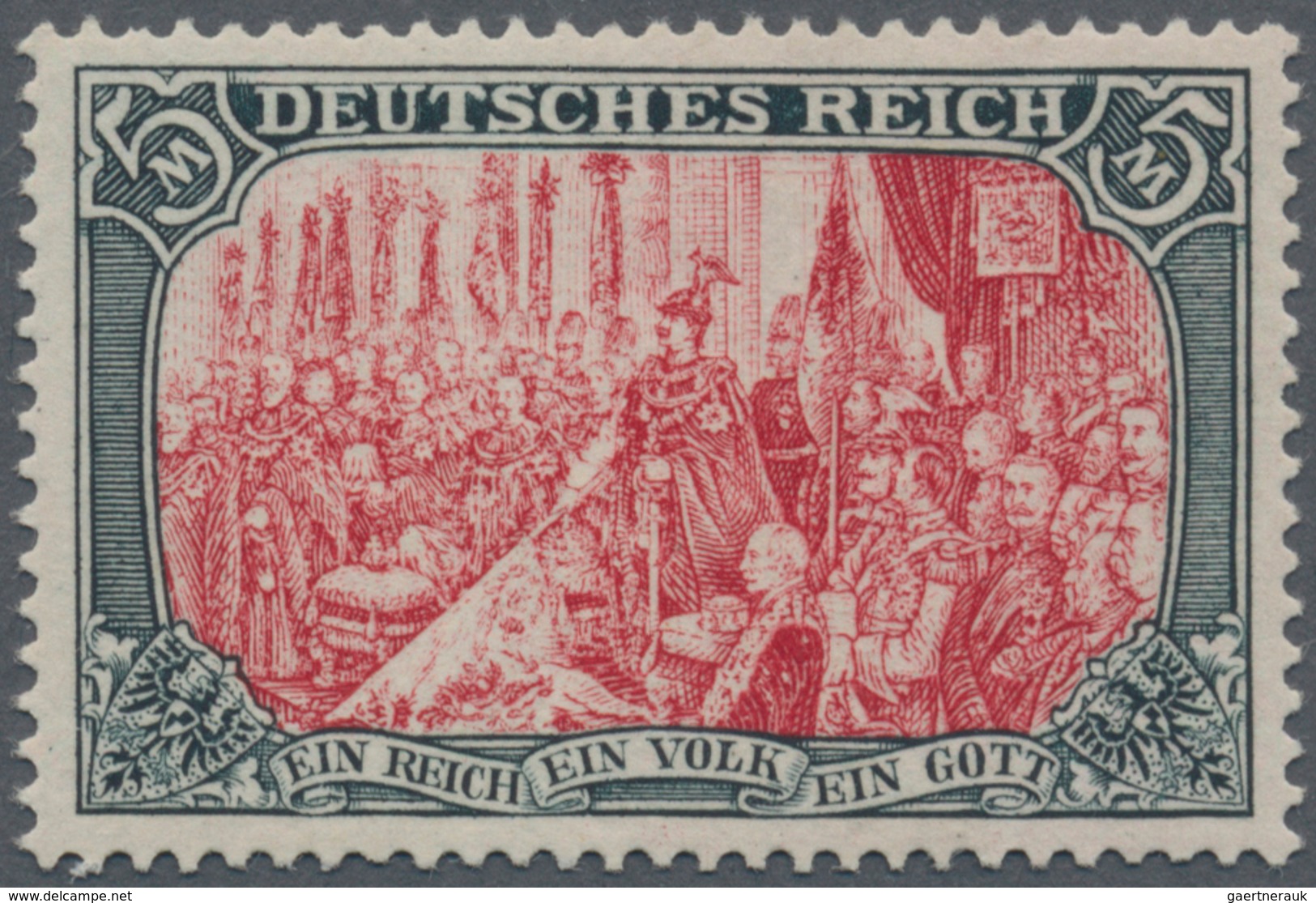 17931 Deutsches Reich - Germania: 1904, 5 M Kaiserreich, Grünschwarz/dunkelkarmin, Gelblichrot Quarzend, 2 - Unused Stamps