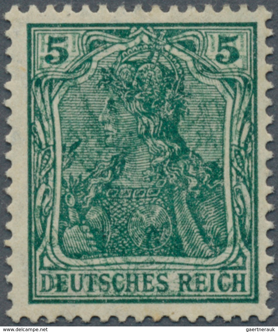 17934 Deutsches Reich - Germania: 1915: 5 Pfg Mit Doppeldruck, Davon 1x Kopfstehend, Qulitätsstück Mit Lei - Unused Stamps
