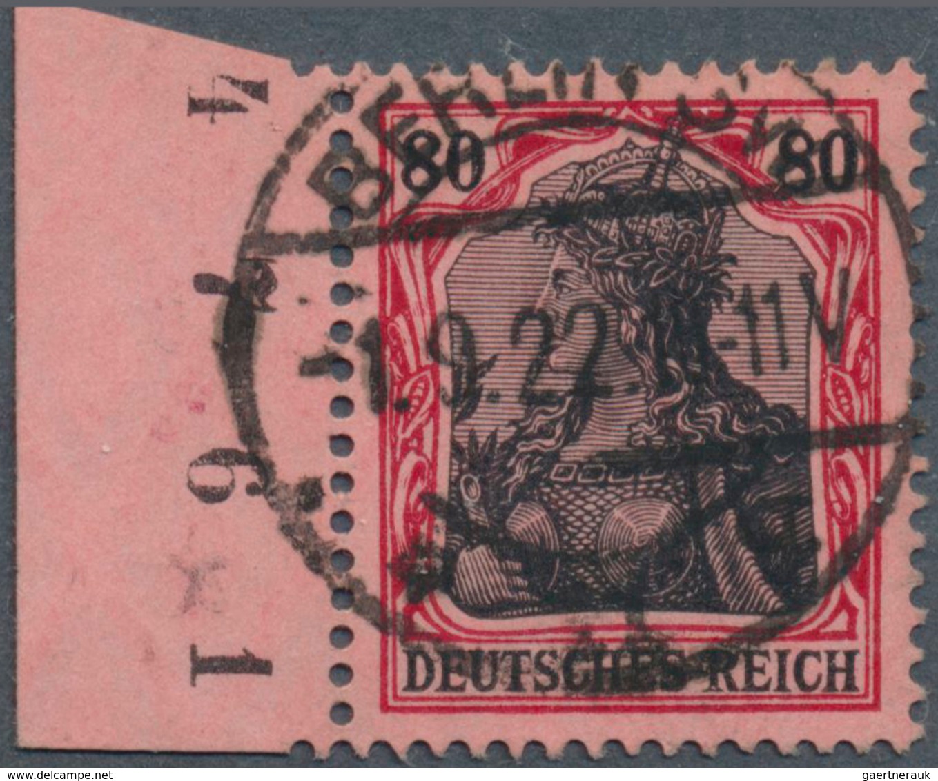 17941 Deutsches Reich - Germania: 1918, 80 Pfg. Germania, Kriegsdruck, Karminrot (metallisch Glänzend)/rot - Unused Stamps