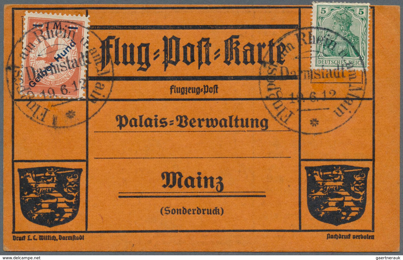 17951 Deutsches Reich - Germania: 1912, Flugpost Rhein/Main, 3 X 30 Pfg., Darmstadt, 23.6., Sowie Gelber H - Unused Stamps