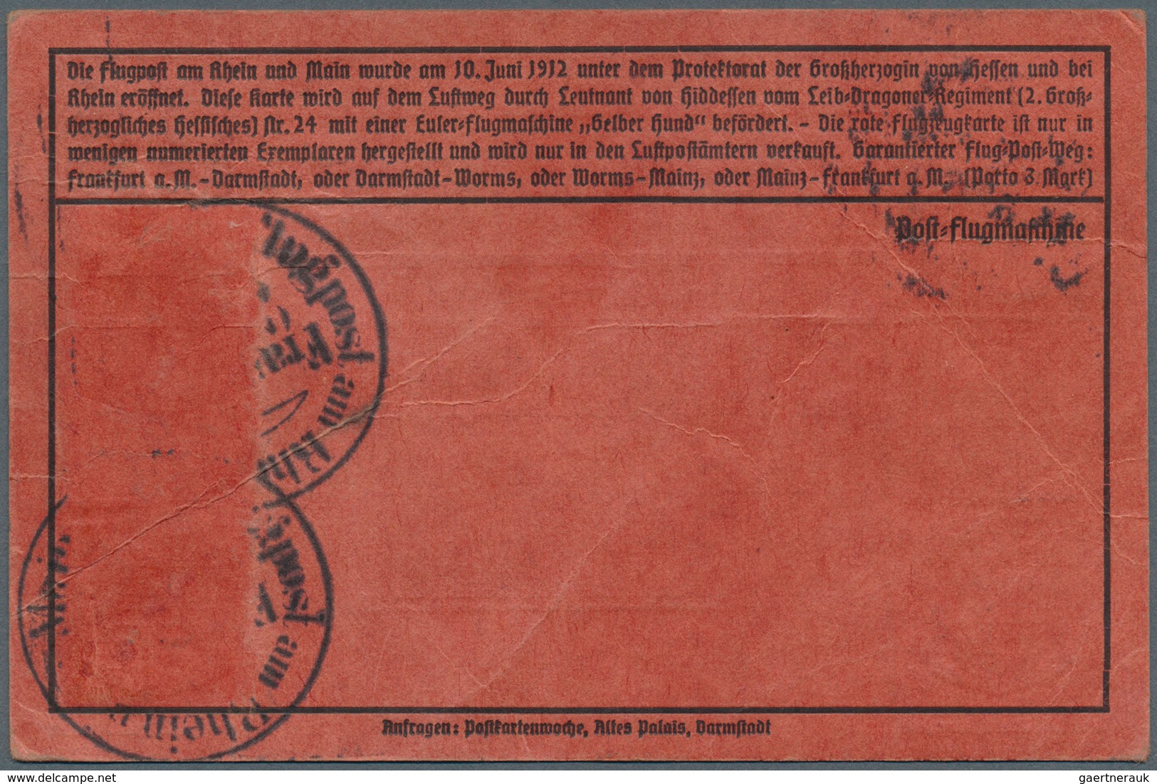 17955 Deutsches Reich - Germania: 1912, FLUGPOST RHEIN-MAIN "GELBER HUND" Doppel-Aufdruckmarke Auf Erst 20 - Unused Stamps