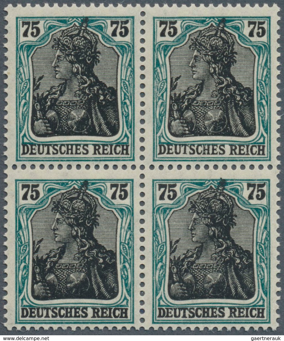 17963 Deutsches Reich - Inflation: 1919, 75 Pfg. Freimarke Germania, Postfrischer Viererblock Mit Fehlfarb - Covers & Documents