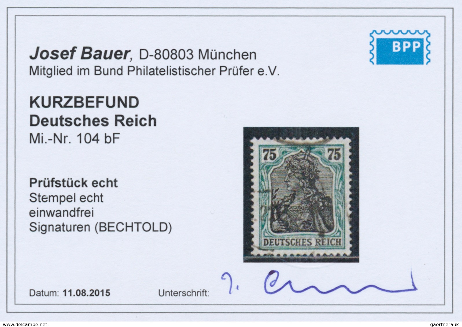 17964 Deutsches Reich - Inflation: 1919, Freimarke Germania, 75 Pf Gut Gezähnt Und Gestempelt Mit Fehlfarb - Covers & Documents
