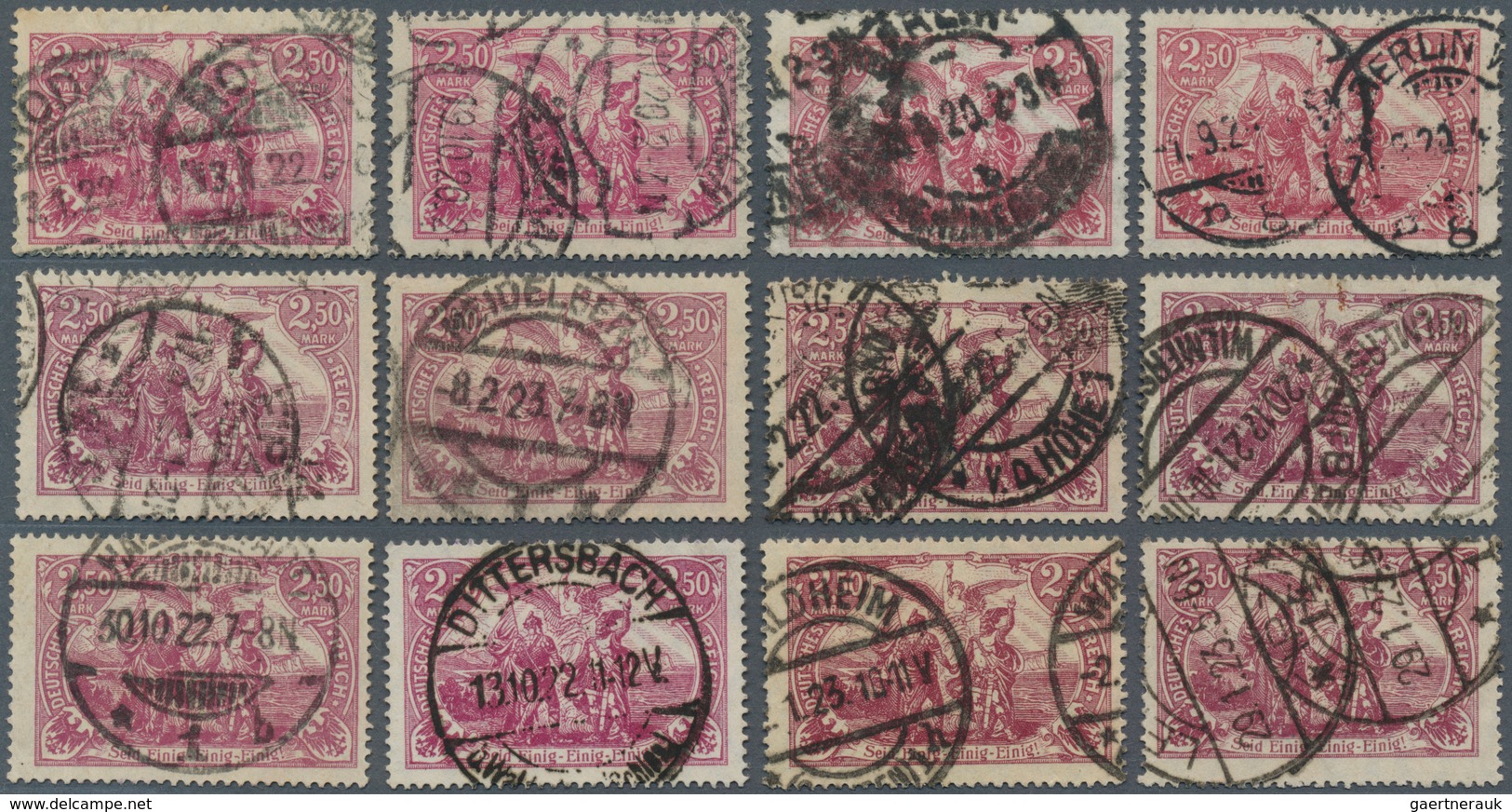 17970 Deutsches Reich - Inflation: 1920, 2,50 Mark Germania Ergänzungswert In Allen Farben (a Bis F) Zweim - Covers & Documents