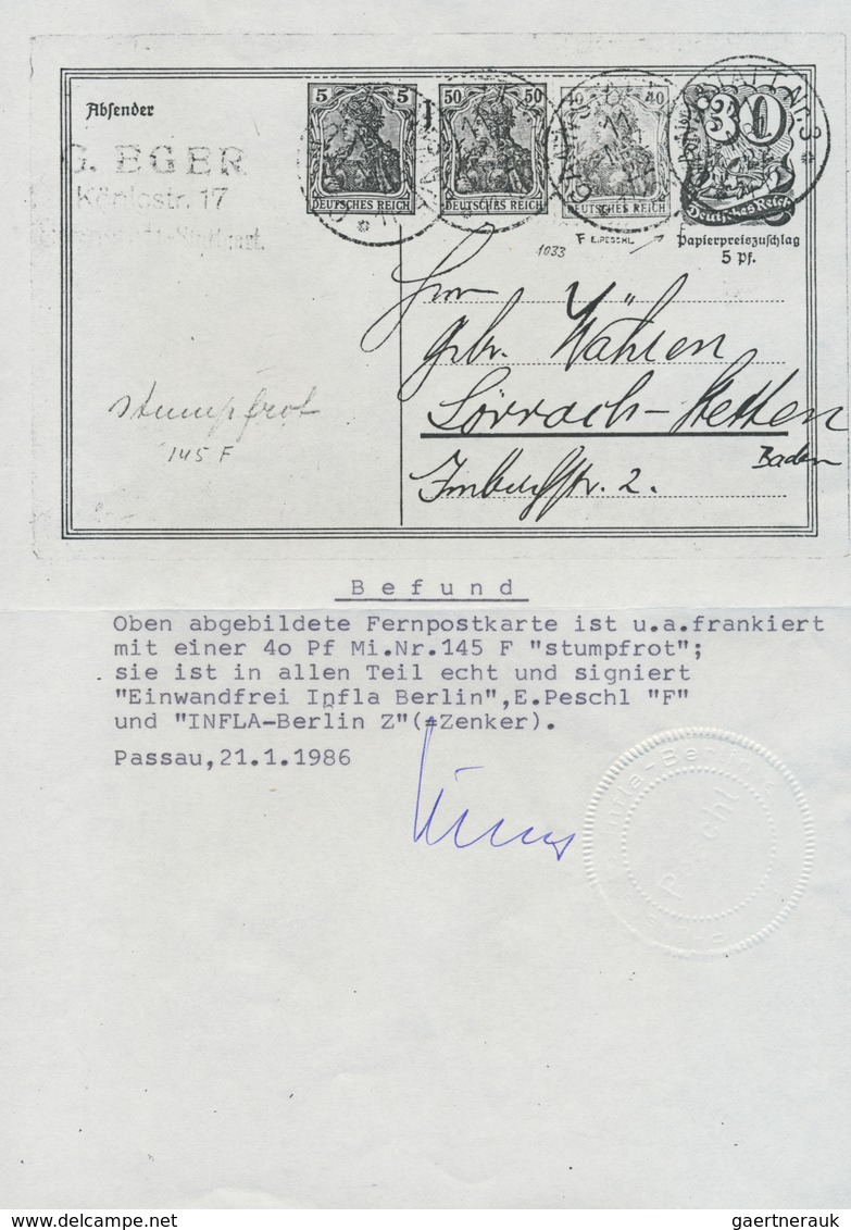 17974 Deutsches Reich - Inflation: 1920: 40 Pfg Germania In Fehlfarbe Blassrot Bzw. Stumpfrot Auf 30 Pfg P - Covers & Documents