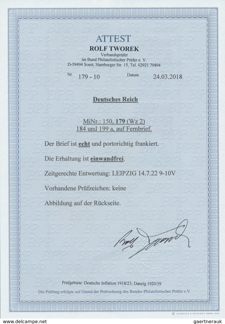 17974A Deutsches Reich - Inflation: 1920/1922, 15 Pf Grünblau Ziffer, Wz.2, Zusammen Mit 60 Pf Arbeiter, 1 - Covers & Documents