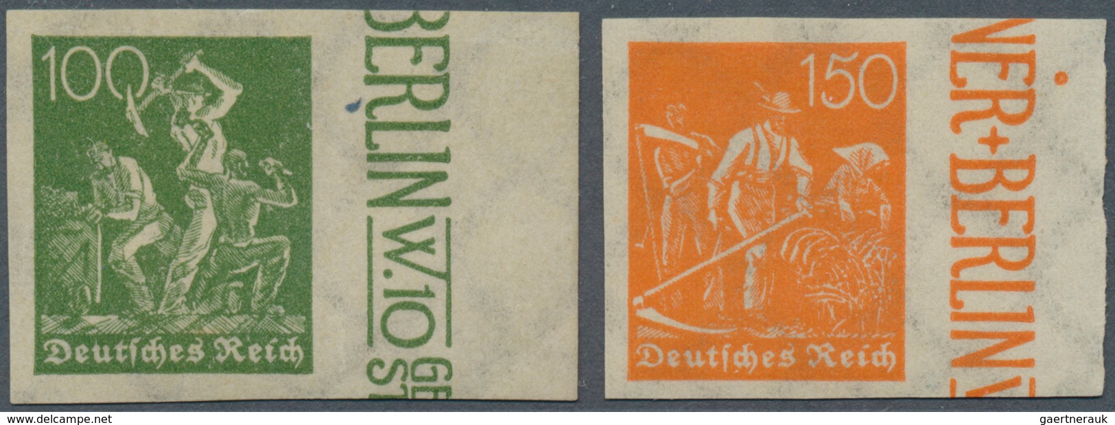 17983 Deutsches Reich - Inflation: 1921 Arbeiter 100 Pf. Und Schnitter 150 Pf. Beide BREITRANDIG UNGEZÄHNT - Covers & Documents