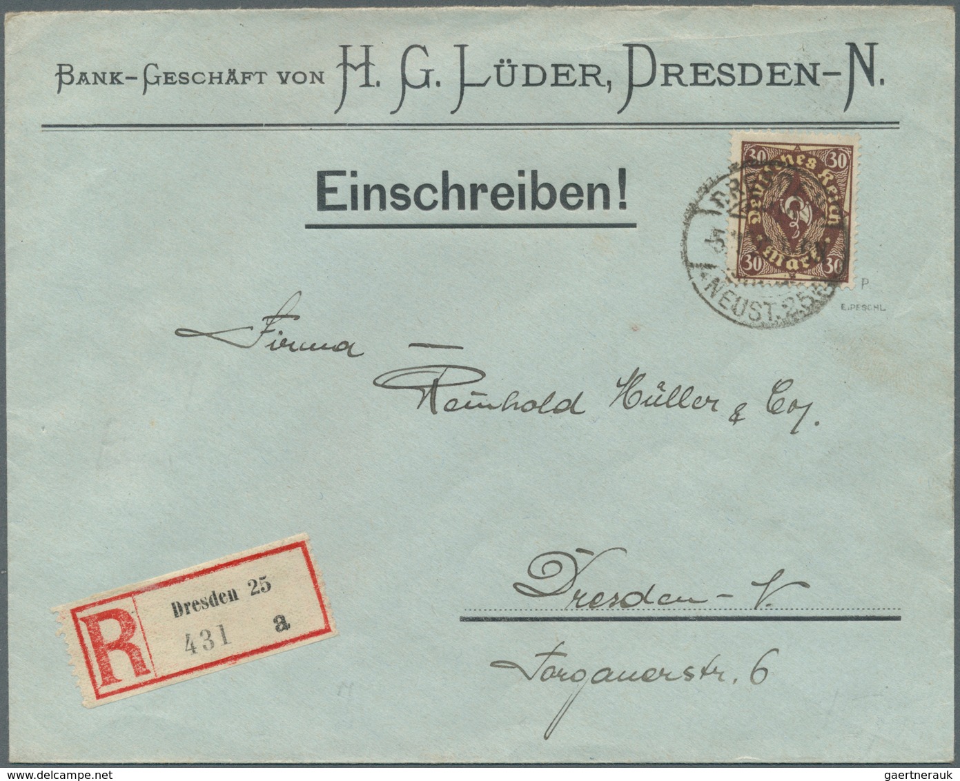 17988 Deutsches Reich - Inflation: 1923, 30 M Lilabraun Posthorn, Waager. Paar Als Portogerechte MeF Auf D - Covers & Documents