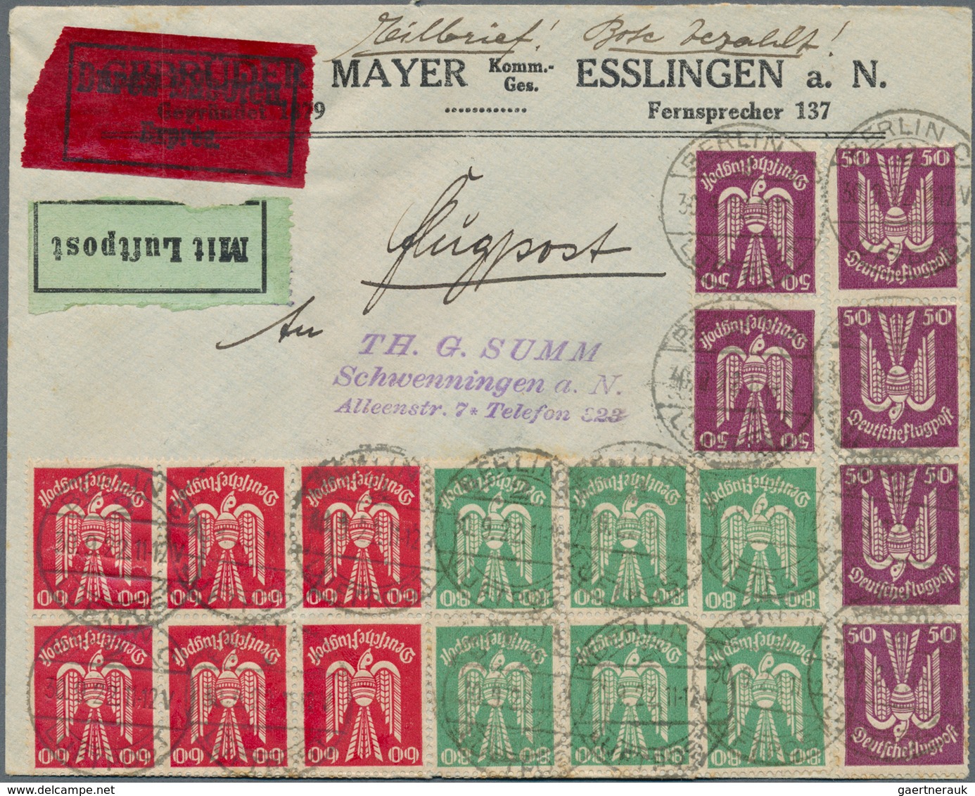 17992 Deutsches Reich - Inflation: 1922, 6 X 50 Pf Sowie Je Ein 6er-Block 60 Pf Bzw. 80 Pf Holztaube, MiF - Covers & Documents