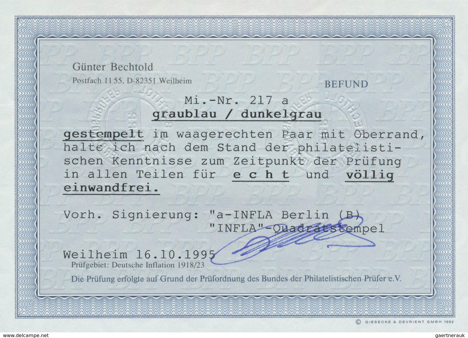 17993 Deutsches Reich - Inflation: 1922, 3 M. Holztaube, Graublau / Dunkelgrau, Gest. Im Waagerechten Paar - Covers & Documents