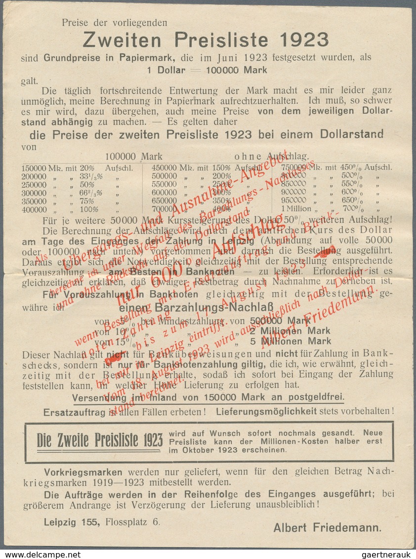 18004A Deutsches Reich - Inflation: 1923, 100 M Schwärzlichgrauoliv Holztaube, Oberes Linkes Eckrandpaar Al - Covers & Documents