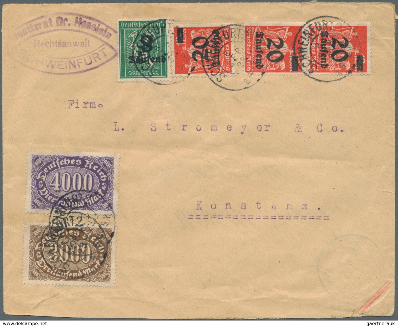 18009 Deutsches Reich - Inflation: 1923: Überdruckausgabe 8 Tsd Auf 30 Pfg Ziffern Dunkelopalgrün. Wasserz - Covers & Documents