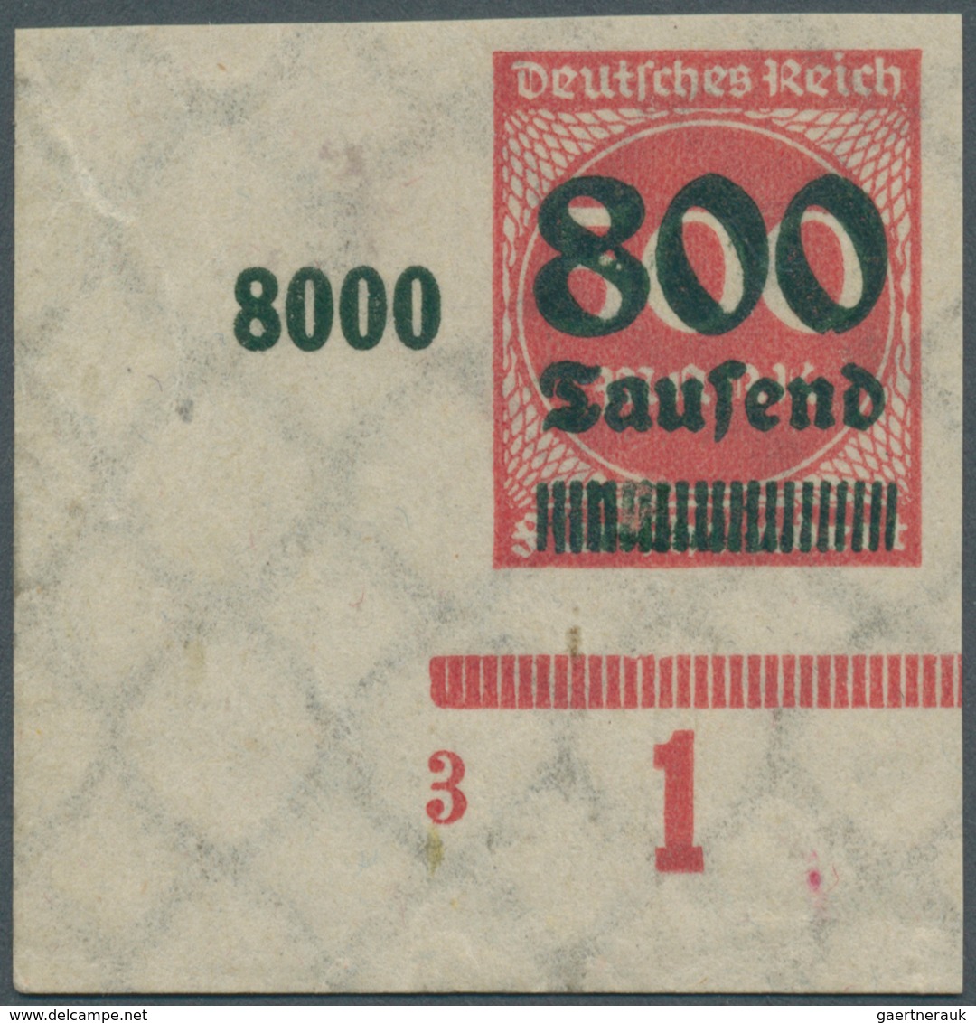 18016 Deutsches Reich - Inflation: 800 T. A. 500 Ungezähnter Probedruck In Rot Aus Der Linken Unteren Boge - Covers & Documents