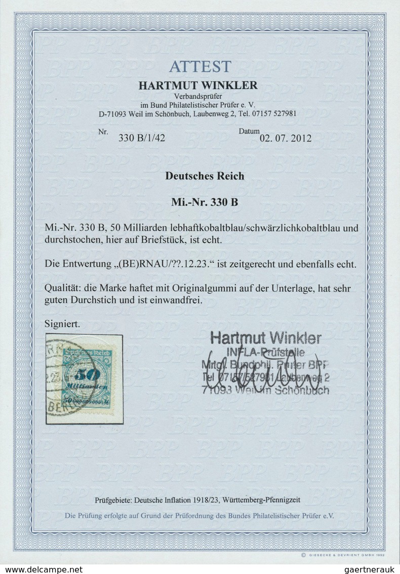 18024 Deutsches Reich - Inflation: 1923, 50 Mrd. M. Rosettenmuster, Durchstochen, Gest. Auf Briefstück, Ec - Lettres & Documents