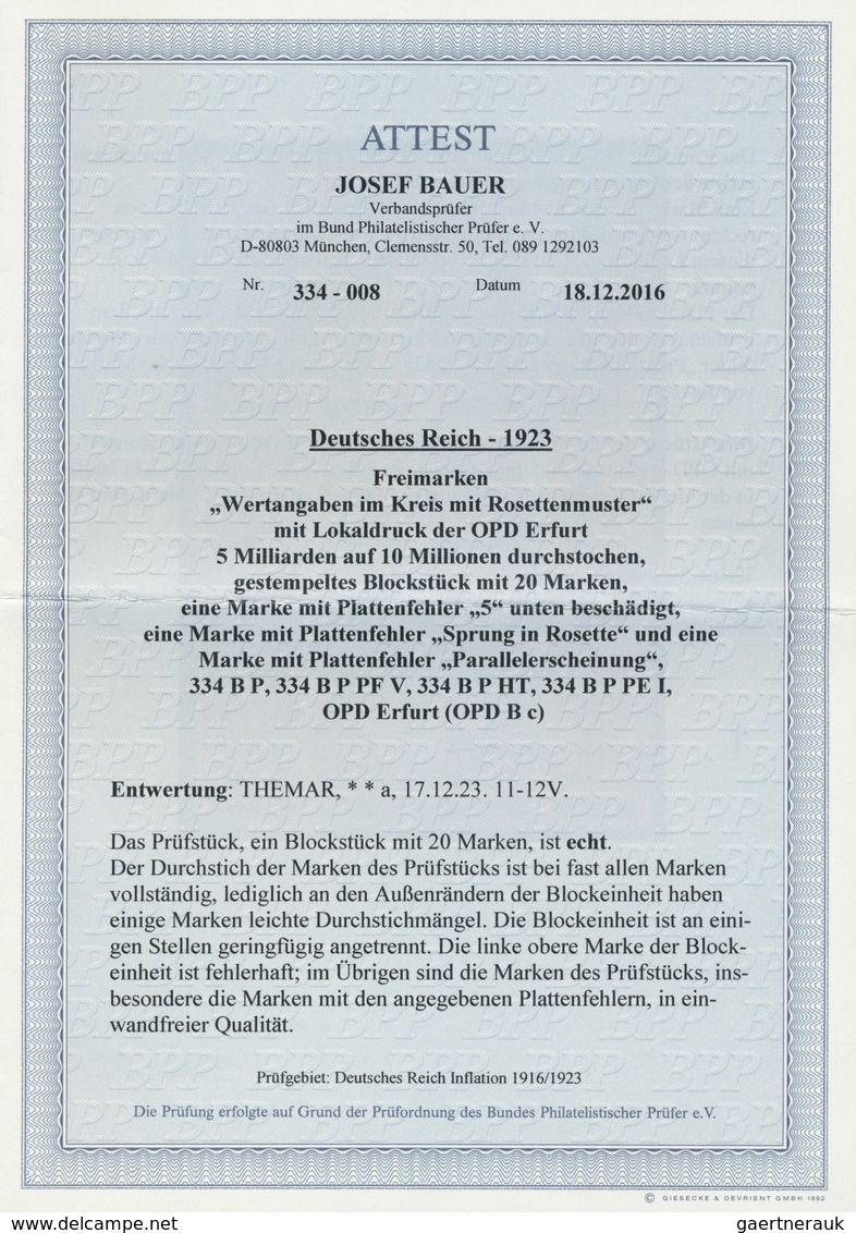 18027 Deutsches Reich - Inflation: 1923, 5 Mrd Auf 10 Mio Mark Dunkelzinnober DURCHSTOCHEN Mit Lokalaufdru - Lettres & Documents