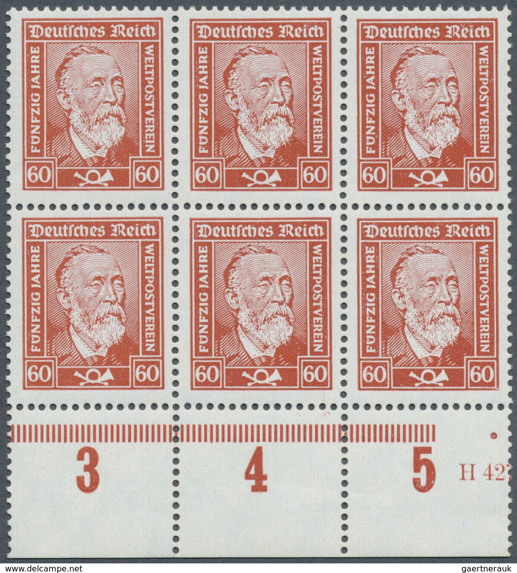 18045 Deutsches Reich - Weimar: 1928, Stephan 60 (Pfg.), Gestrichenes Papier Im Unterrand - Sechserblock, - Unused Stamps