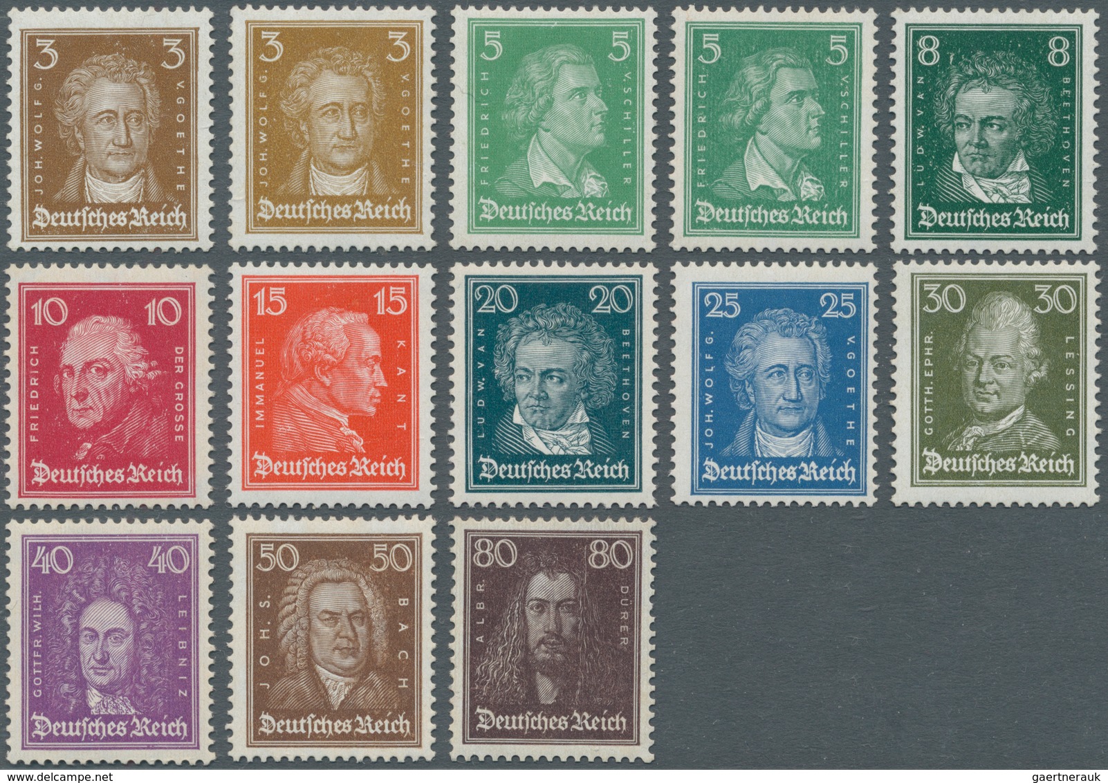 18055 Deutsches Reich - Weimar: 1926/1927, Freimarken: Berühmte Deutsche In Prachterhaltung, Echt Und Post - Unused Stamps