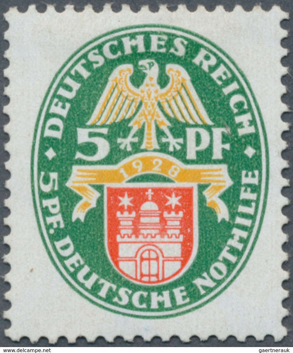 18073 Deutsches Reich - Weimar: 1928, Nothilfe 5 Pf. Landeswappen Hamburg Ungebraucht Mit STEHENDEM WASSER - Unused Stamps