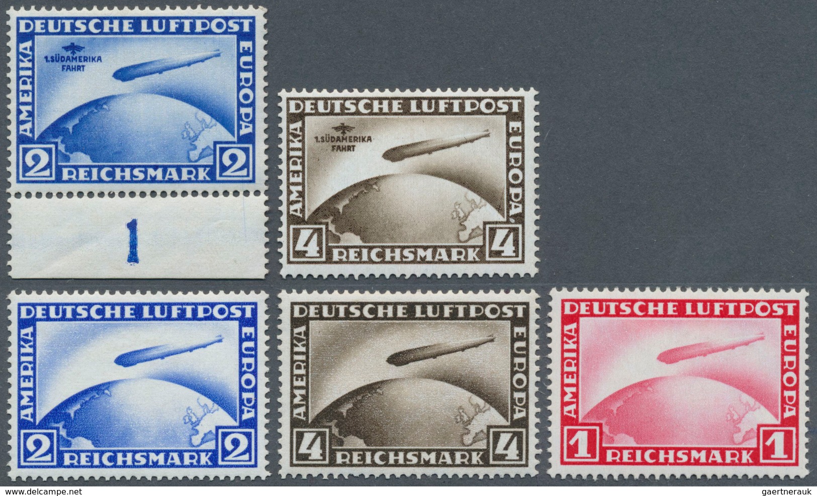18077 Deutsches Reich - Weimar: 1930, Südamerikafahrt 2 RM U. 4 RM U. 4 RM Mit Falz, Dazu Zeppelin 2 RM, 4 - Unused Stamps