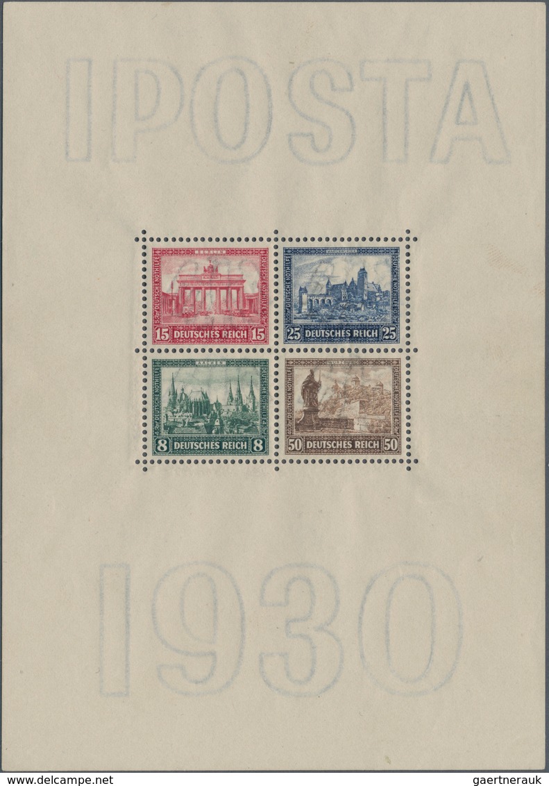 18082 Deutsches Reich - Weimar: 1930, IPOSTA - Block, Originalgröße, Postfrisch Marken Teils Gummiauslassu - Unused Stamps