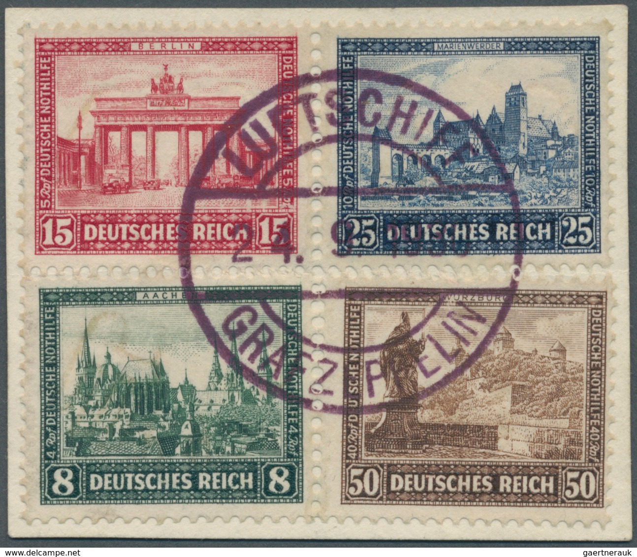 18084 Deutsches Reich - Weimar: 1930, IPOSTA-Block-Herzstück Auf Briefstück Mit Zeppelin Bordpost-Stempel. - Unused Stamps
