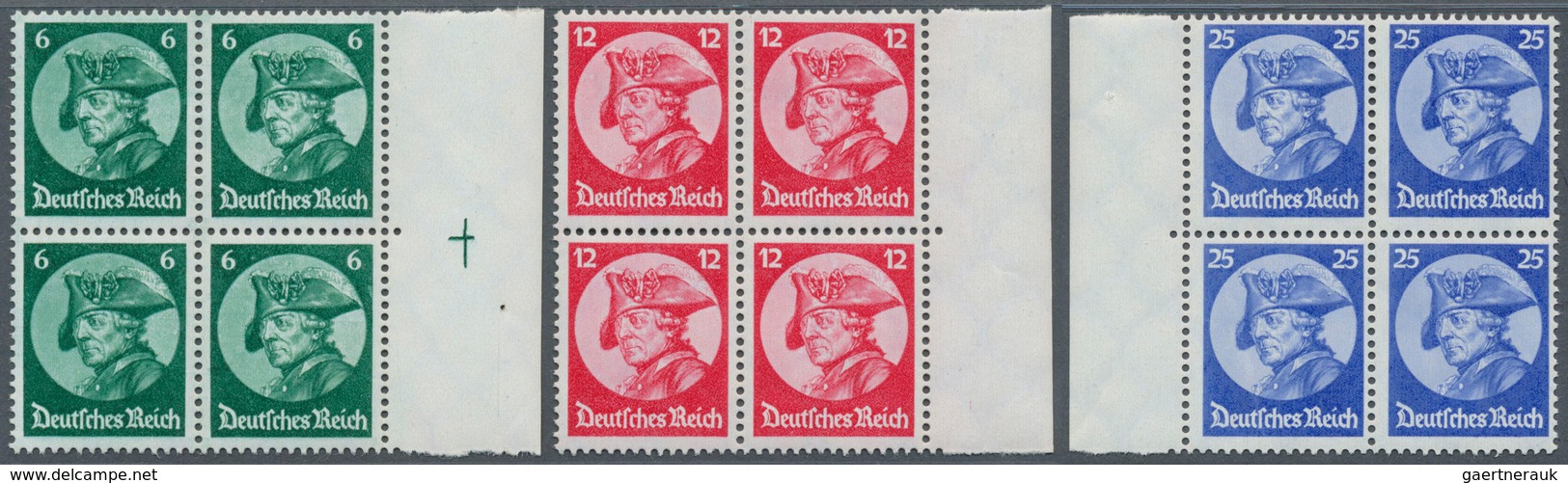 18097 Deutsches Reich - 3. Reich: 1933, Fridericus, Kompletter Viererblocksatz Ohne Signaturen, Dabei 6 Pf - Unused Stamps