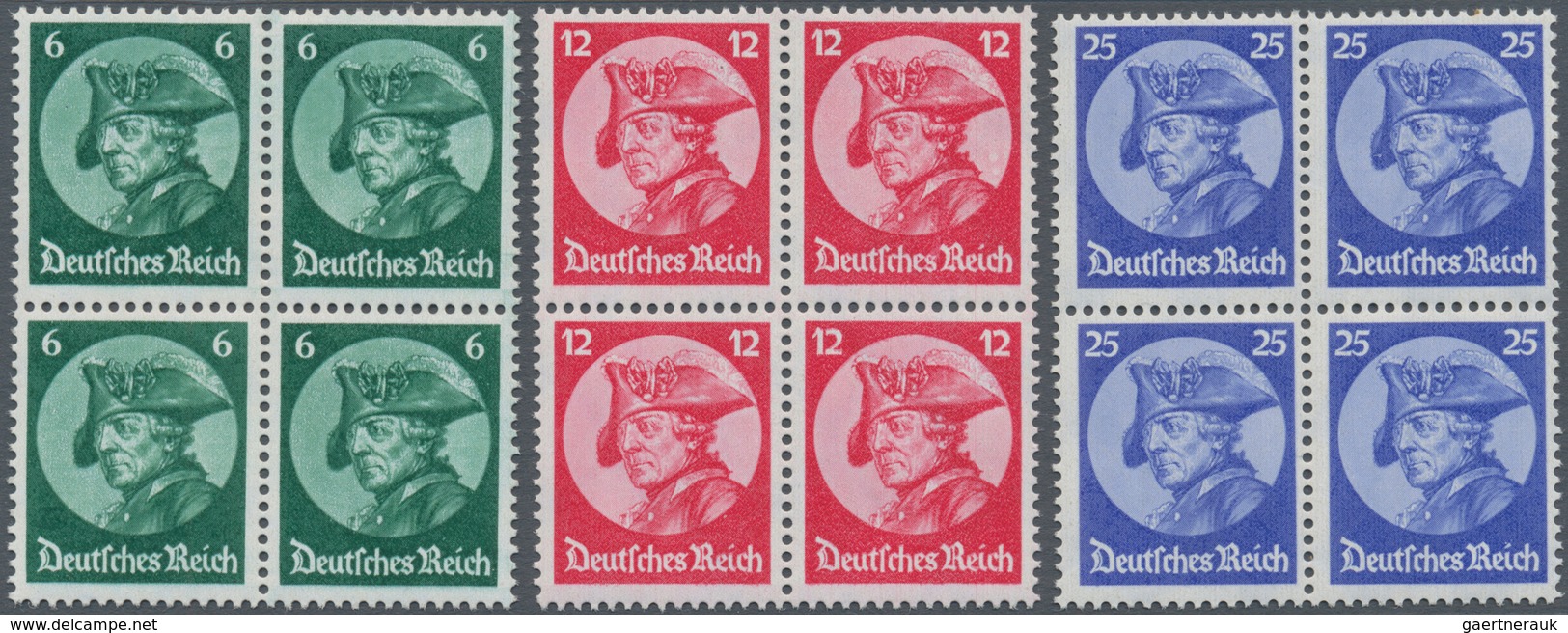 18097A Deutsches Reich - 3. Reich: 1933, Friedericus, Kompletter Viererblocksatz Ohne Signaturen, Mi. 1280, - Unused Stamps