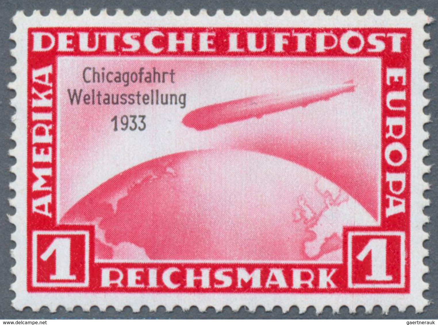 18105 Deutsches Reich - 3. Reich: 1933, Chicago-Fahrt 1 RM Schwarzrosa, Ungebraucht Mit Falzspur, Farbfris - Unused Stamps