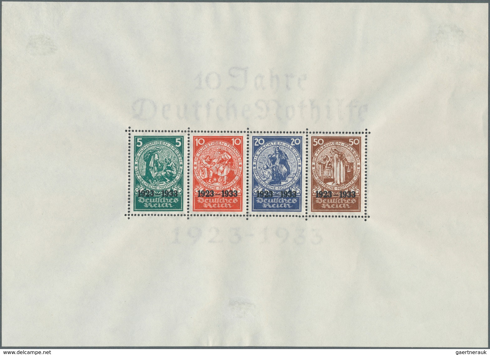 18119 Deutsches Reich - 3. Reich: 1933, Nothilfe Blockausgabe, Ungebrauchter Block In Originalgrösse, Bloc - Unused Stamps