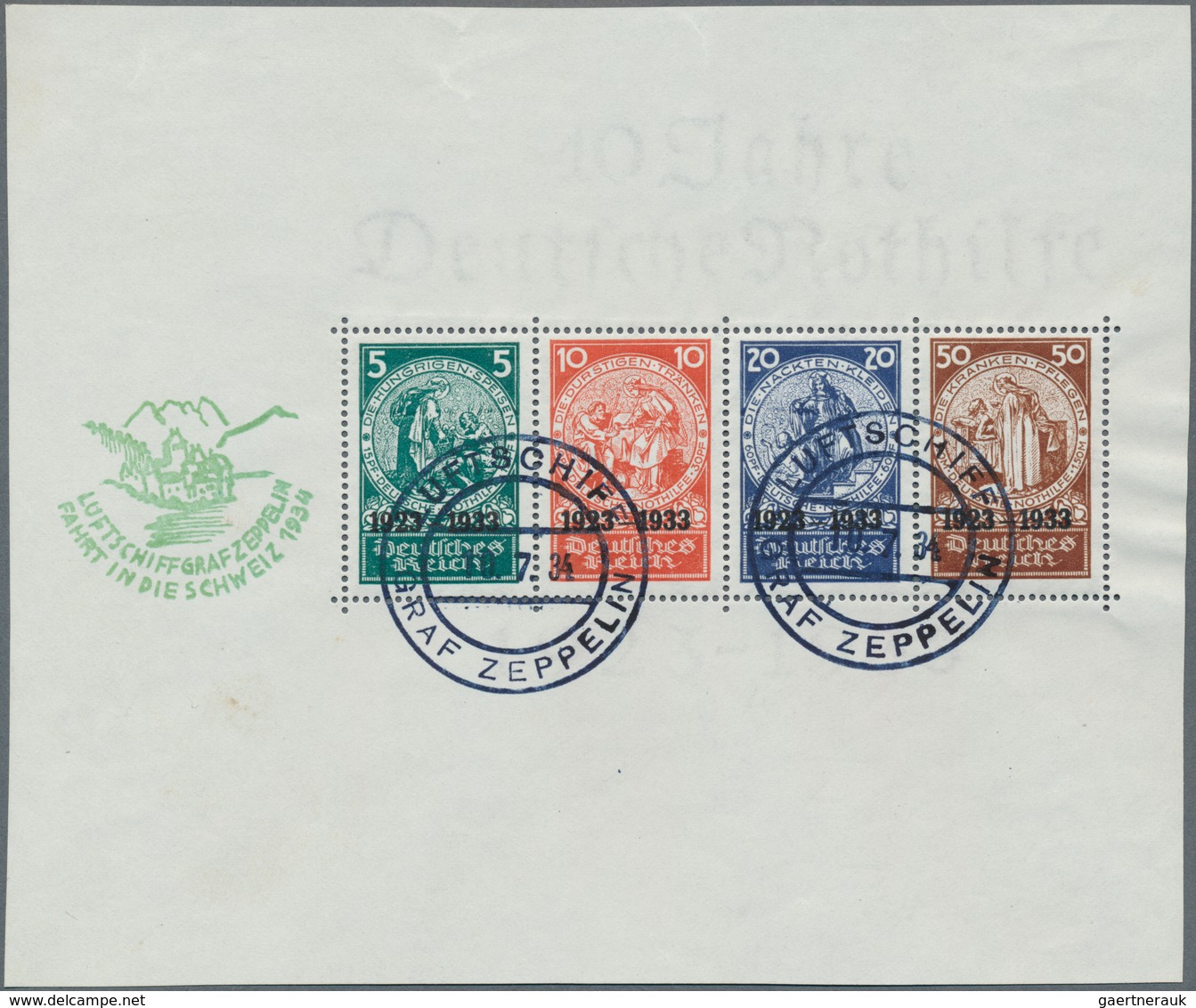 18124 Deutsches Reich - 3. Reich: 1933, 10 Jahre Deutsche Nothilfe, Blockrand Stark Beschnitten, Saubere U - Unused Stamps